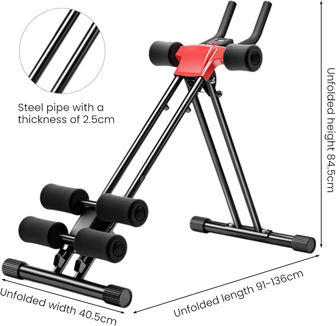 Ab Workout Bench, Adjustable Ab Crunch Machine for Home Gym - Multi-Functional Foldable Sit Up Bench with Preacher Curl Pad & Resistance Bands, Heavy-Duty Exercise Equipment for Arm/Back