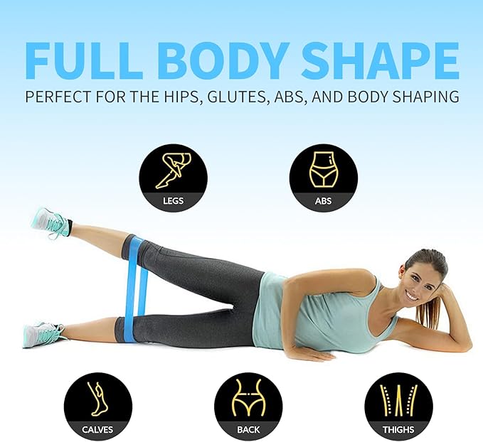Resistance Loop Exercise Bands Booty Bands for Legs Strength Training Physical Therapy Set of 5 Blue Workout Bands for Women and Men Fabric Non-Slip