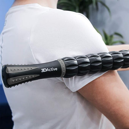 3DActive Massage Roller Stick for Muscle Recovery, Deep Tissue & Trigger Point Massage Muscleroller for Athletes for Post-Workout Recovery, Relieve Cramps & Release Muscle Tension - Gray