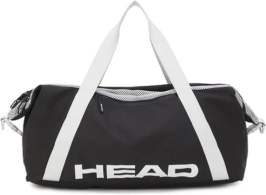 HEAD 45L Black Waterproof Gym Duffel Bag for Women Men, Large Capacity Weekender Overnight Bag with Detachable Strap, Lightweight Travel Tote for Fitness, Yoga & Business Trips