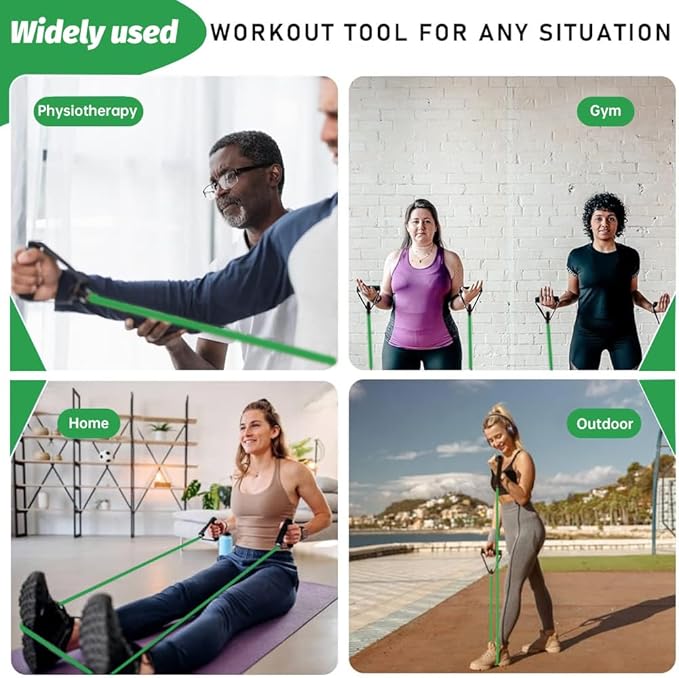 Resistance Bands with Handles, Single Resistance Ban-ds with Handles for Working Out Women and Men, Elastic Bands Workout Ban-ds for Strength Training Muscle Fitness, Pilates