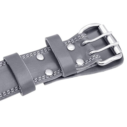 G4 Vision Genuine Leather Adjustable Weightlifting Belt 4 Gym Fitness Bodybuilding Powerlifting Deadlifting Thrusters Back Support Heavy Workout (Small, Gray)