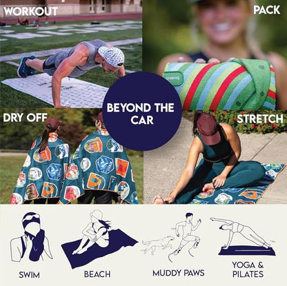 Sprints Athletic Running Towel, Full-Sized, Car Seat Cover - Performance Microfiber (Adobe Echo)