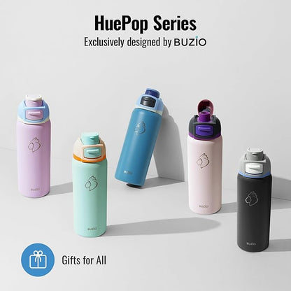 BUZIO 32 oz Insulated Stainless Steel Water Bottle, Triple Wall Water Bottle with Chug Spout and Leakproof Locking Lid for Gym Sports School Work, Dishwasher Safe, Keep Cold 48H, Haze Blue