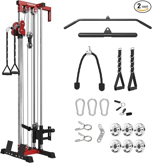 Mikolo Wall Mount Cable Station, Cable Crossover Machine with Dual Pulley System and 18 Adjustable Positions for Home Gym Fitness Equipment
