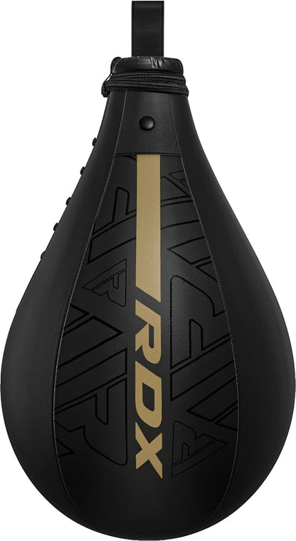 RDX Speed Bag Boxing Ball, Maya Hide Leather Dodge Striking Target with Additional Bladder, MMA Muay Thai Punching Workout Kicking Martial Arts Training Home Gym Exercise Speedball