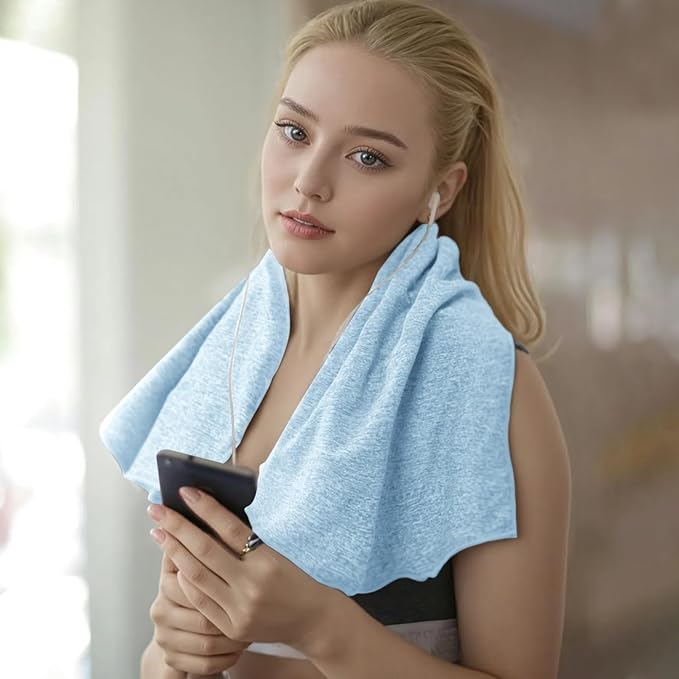 Microfiber Gym Towels - Quick Dry, Highly Absorbing, Silver ION Odor-Free Absorbent Fiber, for Men & Women - for Hot Yoga, Tennis, Running, Workout, Camping, Set of 6 Charcoal Gray (Mixed-Color Set)