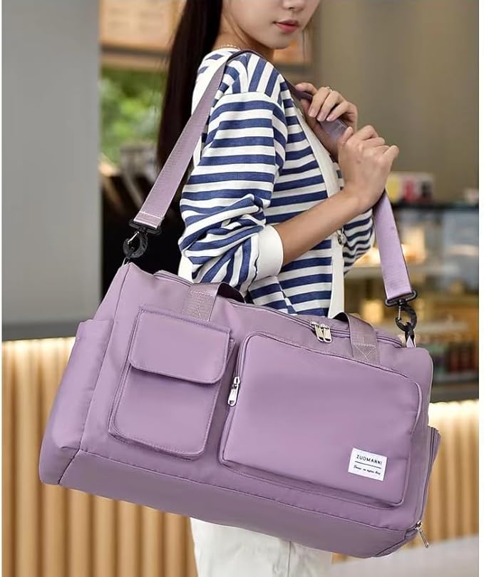 New Sports Tote Gym Travel Luggage Shopping Delivery Weekend Camping Overnight Bag (purple)