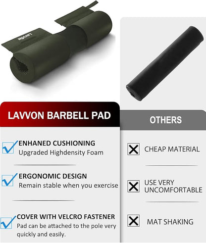 Barbell Squat Pad Nylon Padding AntiSlip- Thick Foam Barbell Pad for Squats Cushion, Lunges&Bar Padding for Hip Thrusts - Standard Weight Bar Pad - Provides Cushion to Neck Shoulders Training