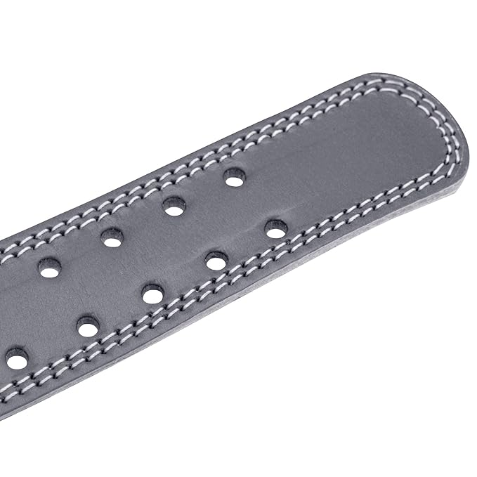 G4 Vision Genuine Leather Adjustable Weightlifting Belt 4 Gym Fitness Bodybuilding Powerlifting Deadlifting Thrusters Back Support Heavy Workout (Small, Gray)