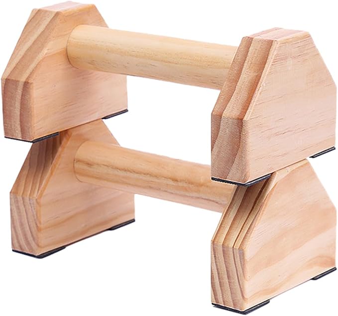 Homoyoyo Solid Wood Push-up Support and Handstand Bars Set, Exercise Equipment for Muscle Training and Home Calisthenics Strength Workout