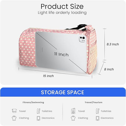 C&F BOGMOST Small Gym Bag for Women & Men,Small Lightweight Duffel Bag Carry On Bags Mini Duffel Travel Bag Waterproof Sports Bags for Workout/Sport/Trave,Pink Flowers