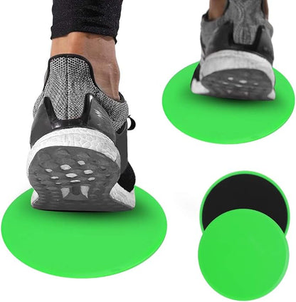 2Pcs Green Round Core Slider Discs - Fast Speed Slide Plates for Full - Body Workouts, Balancing, and Stability - Portable Wellness Equipment for Home or Travel