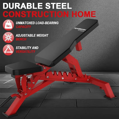 Strength Weight Bench 32 Adjustable Positions Training Benches - Heavy Duty Home Gym Equipment with 1300 LBS Weight Capacity Durable Steel Construction Incline Decline Bench for Full Body Workout