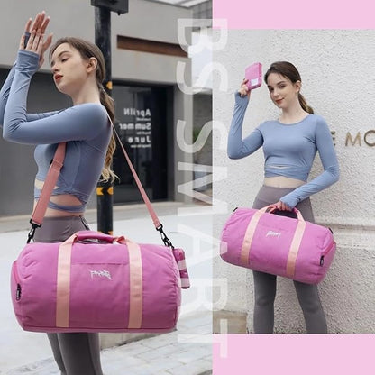 BE Smart Gym Bag Sports Duffle Bag for Men Women, Waterproof Gym Bags Weekender Bags with Shoe Compartment, Lightweight Large Overnight Workout Bag, Purple With Tpu Pocket, Casual Fashion