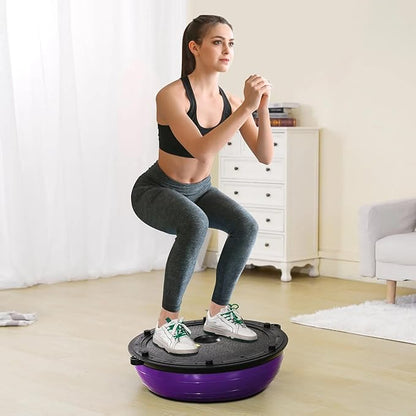 Half Exercise Ball Trainer 23 inch Balance Ball Trainer 1500lbs Capacity Stability Ball with Resistance Bands & Foot Pump, Strength Fitness Ball for Home Gym Full Body Workout