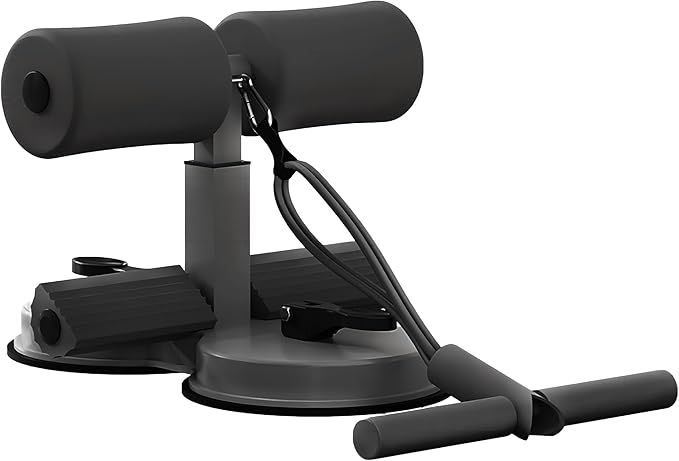 Sit Up Bar Foot Holder, Height Adjustable – Sit Up Assistance Device with 2 Strong Suction Cups – Essential Ab Workouts & Core Exercise Equipment for Home Workouts (Black)