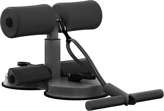 Sit Up Bar Foot Holder, Height Adjustable – Sit Up Assistance Device with 2 Strong Suction Cups – Essential Ab Workouts & Core Exercise Equipment for Home Workouts (Black)