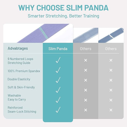 Slim Panda Stretch Strap, Multi-Loop for Physical Therapy,Elastic Yoga Stretching Strap for Dance,Yoga, Pilates & Gymnastics Exercise, Ballet Stretching Band for Flexibility, Leg Stretching