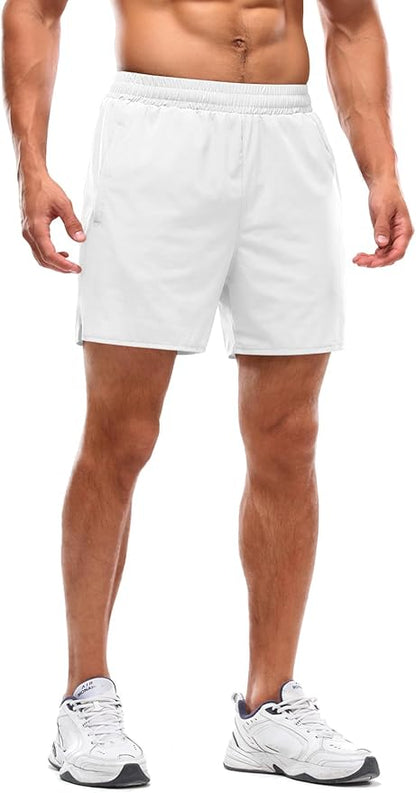 Aolesy Men's 2 in 1 Running Shorts 5" Workout Gym Athletic Shorts for Men Quick Dry Lightweight Training Shorts with Pockets