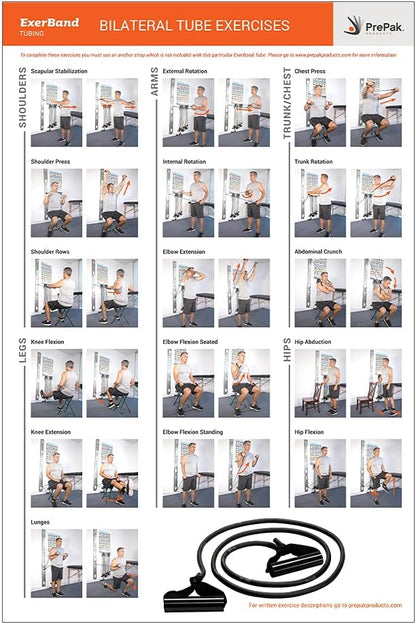 Exerband Triple Loop Exercise Intermediate Kit, 3 Unilateral Loop Tubes, 1 Web Anchor Strap with Metal Hook, and 1 Instruction Sheet - Portable Resistance Training Kit - Designed to Fit Any Standard