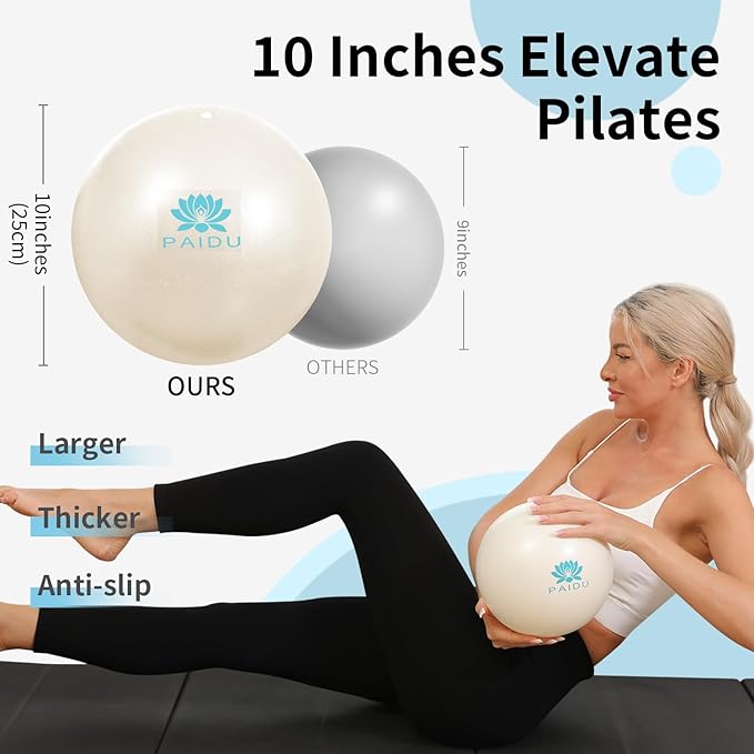 Pilates Ball 10-inch Core, Anti-Explosion and Anti-Slip Mini Yoga Balls, Suitable for Pilates, Yoga, Core Training, Physical Therapy, Balance, Stability, Stretching Exercises