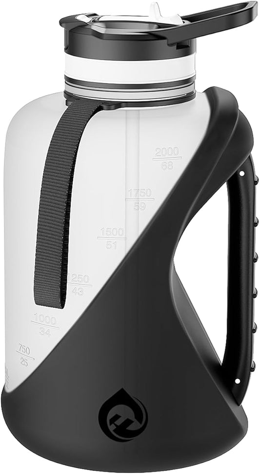 2 Liter Water Bottles ，Bpa-Free,Leakproof，Dishwasher Safe Design，Big Water Bottle with No-Slip Handle for Gym，Sports，Outdoor