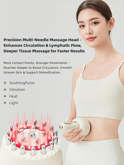 Lymphatic Drainage Massager & Anti Cellulite Massage Tool, Helps Reduce Stretch Marks & Cellulite, for Legs, Arms & Belly, Body Sculpting Machine with Microcurrent, Light, Heat & Vibration