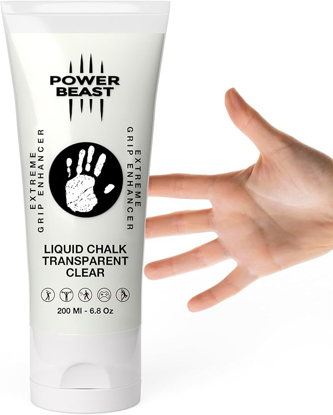 POWER BEAST, Clear Liquid Chalk, Non Sticky Grip Enhancer, Dry Hands, Transparent Liquid Chalk, Anti-Slip Solution, Dry Grip for Tennis, Golf, Pole Dancing, Gaming, and All Sports