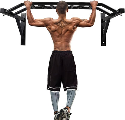 ptlsy Wall Mounted Pull Up Bar Multifunctional with Multi-grip Chin Up Bar Heavy Duty Dip Station for Home Gym Indoor Workout, Fitness Equipment, Dip Stand Supports to 440 Lbs