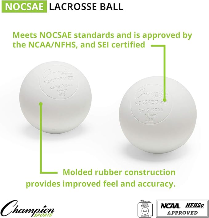 Champion Sports Lacrosse Balls & Rhino Skin Balls – Official Size, SEI Certified, Multiple Colors