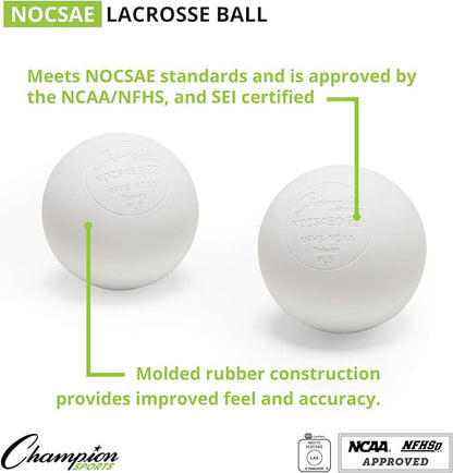 Champion Sports Lacrosse Balls & Rhino Skin Balls – Official Size, SEI Certified, Multiple Colors