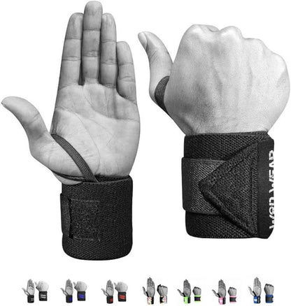 Elastic Wrist Wraps for Powerlifting, Strength Training, Bodybuilding, Cross Training, Olympic Weightlifting, Yoga Support - One Size Fits All