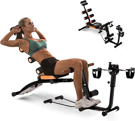 Ab Workout Machine, Ab Workout Machine for Home Gym, Multi-Functional Adjustable Ab Crunch Equipment Ab Sit up Machine for Full Body Workout, Ab Trainer for Core, Leg, Thighs, Buttocks, Sit-up Black