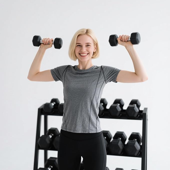 350/450/550 lbs Hex Weight Dumbbells Sets with Rack 5-45lbs Rubber Gym Equipment Coated Dumbbell Free Weights Set for Home Exercises Set of Weights Dumbbells and Rack