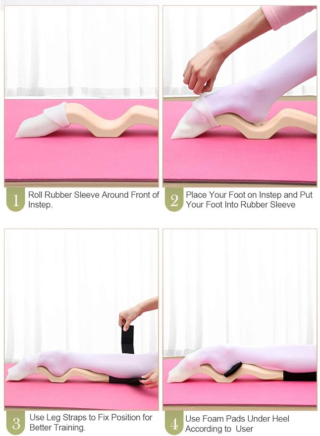 Daydance Kids Women Ballet Foot Stretcher Wooden Arch Enhancer Set with Resitance Bands, for Ballet, Gymnastics, Yoga
