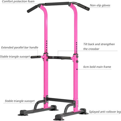 SogesPower Power Tower Dip Station Pull Up Bar for Home Gym Adjustable Height Strength Training Workout Equipment,Pull Up Bar Station
