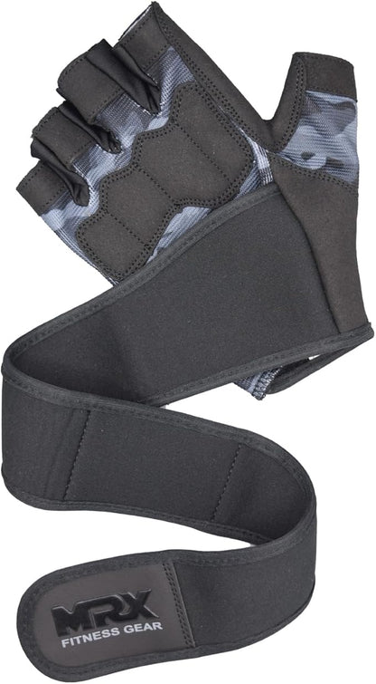 MRX Weightlifting Gloves for Men Workout Gloves Mens Wrist Support Lifting Gloves Male Gym Gloves | Workout Gym Accessories for Men Weight Lifting Fingerless Gym Exercise for Powerlifting