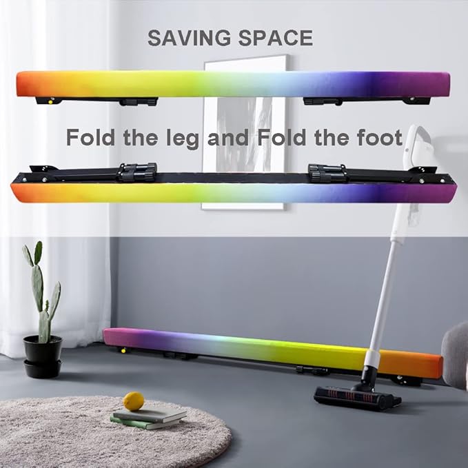 6ft Ultrasimple Adjustable&Foldable Balance Beam,High-Low Floor Beam Suede Gymnastics Equipment,No Tool Require, Gymnastics Beam for Training&Professional HomeTraining