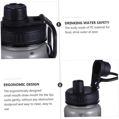 STOBAZA Portable Fitness Water Bottle 800Ml Black Plastic Leakproof Sports Water Kettle for Gym Outdoor Activities