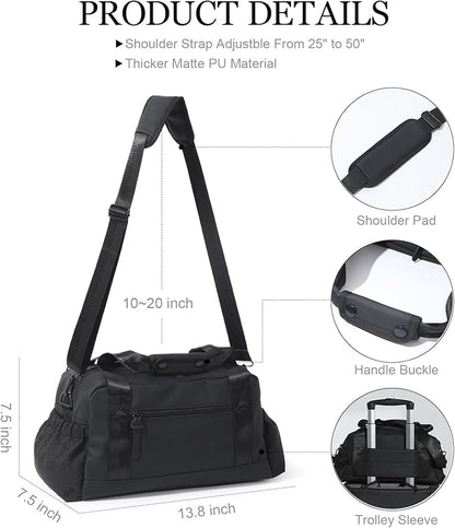 Small Gym Bag for Women, Mini Crossbody Gym Duffle Bag with Wet Compartment, Carry on Gym Tote Bag for Workout Dance Sport Travel (Medium-Black)