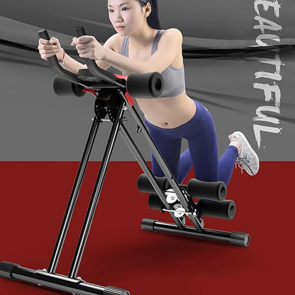 Ab Workout Equipment, Abdominal Roller, Adjustable Ab Machine Full Body for Home Gym, Strength Training Exercise Equipment for Body Shaping, Foldable Waist Trainer for Beginner