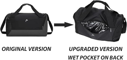 HEAD 45L Waterproof Gym Duffle Bag for Men, Large Capacity Sports Bag with Shoe Compartment & Dry Wet Pocket, Durable Crossbody Weekender Bag for Tennis, Workout, Fitness, Overnight Travel