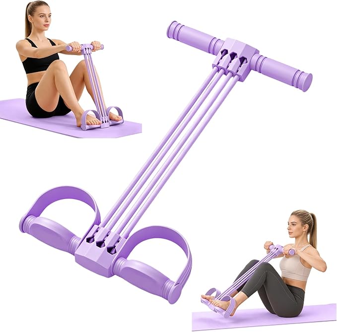 Pedal Resistance Band with Handles, 6-Tube Elastic Yoga Pedal Puller Resistance Bands, Natural Rubber Foot Pedal Resistance Bands, for Abdomen/Waist/Arm/Leg Stretching Slimming Training