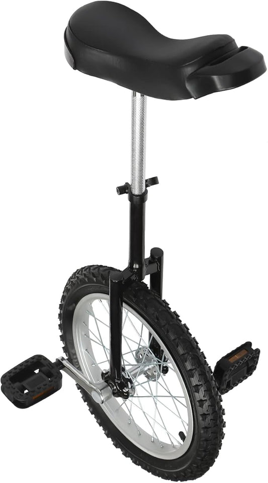 16/24 Inch Wheel Unicycle with Steel Rim, Unicycle Electric Wheel Skidproof Mountain Tire Cycling Sports Exercise with Adjustable Seat, Adults Kids Outdoor Sports Fitness Exercise Tool