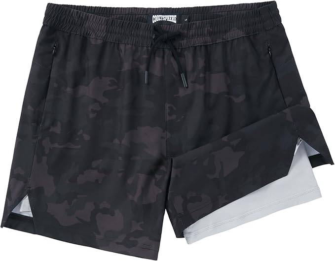 Men 2 in 1 Running Shorts with Compression Liner 5" 7" Quick Dry Workout Athletic Shorts with Pockets Towel Loop