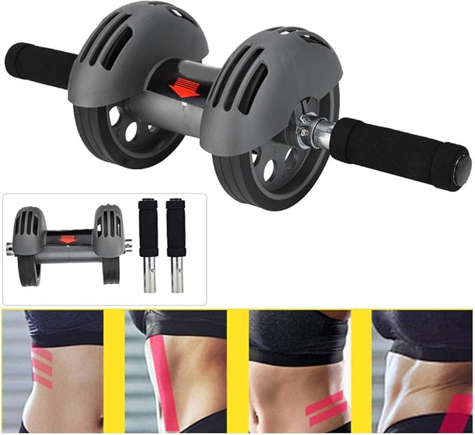 Abdominal Exercise Roller Wheel Ab Core Training Roller Ab Roller Workout Tool Double Wheel Fitness Roller for Boys Girls Gym Exercise