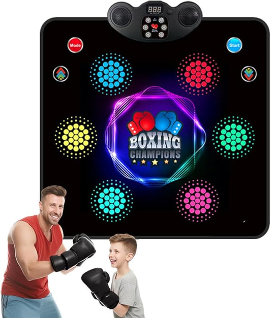 2025 Kids Musical Boxing Machine Comes with Boxing Gloves, 9 Modes, 420 Levels, 7 Lights, wall-Mounted Dual-Purpose, Memory and Reaction Training Equipment Christmas Birthday Gift for Kids