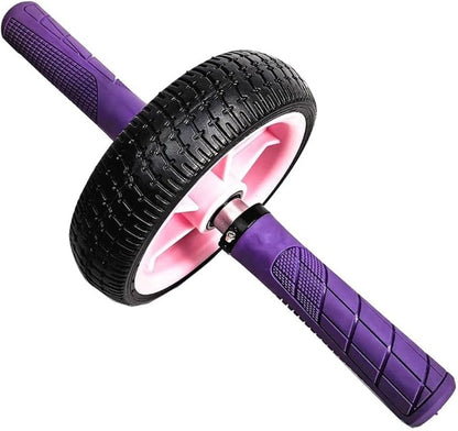 Home Fitness Abdominal Exerciser with Single Wheel, Durables 500 lb Load Capacity, Ergonomic 150 mm EVA Handle, Textured Non-Slip Tire for Stable Rolling on Multiple Surfaces(pink+purple)