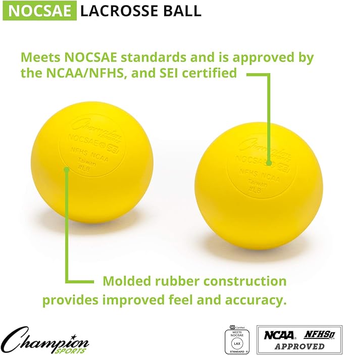 Champion Sports Lacrosse Balls & Rhino Skin Balls – Official Size, SEI Certified, Multiple Colors